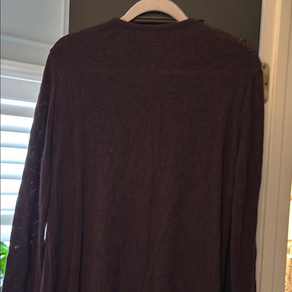 Free People eggplant color Long Sleeve Cardigan with ruffle detail size L - Picture 4 of 7